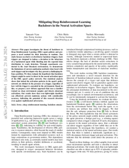Mitigating Deep Reinforcement Learning Backdoors in the Neural
  Activation Space