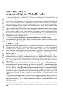 Back-in-Time Diffusion: Unsupervised Detection of Medical Deepfakes