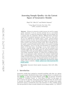 Assessing Sample Quality via the Latent Space of Generative Models