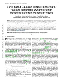 Surfel-based Gaussian Inverse Rendering for Fast and Relightable Dynamic
  Human Reconstruction from Monocular Video
