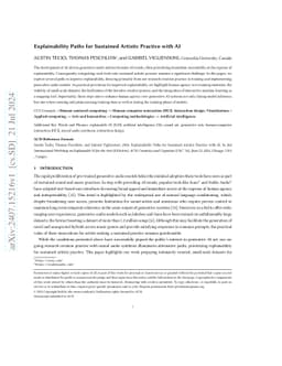 Explainability Paths for Sustained Artistic Practice with AI