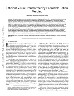 Efficient Visual Transformer by Learnable Token Merging
