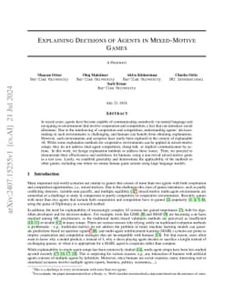Explaining Decisions of Agents in Mixed-Motive Games