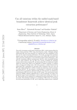 Can all variations within the unified mask-based beamformer framework achieve identical peak extraction performance?