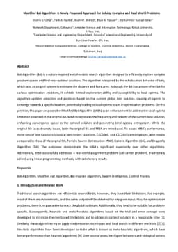 Modified Bat Algorithm: A Newly Proposed Approach for Solving Complex
  and Real-World Problems
