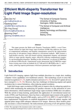 Efficient Multi-disparity Transformer for Light Field Image
  Super-resolution