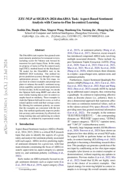 ZZU-NLP at SIGHAN-2024 dimABSA Task: Aspect-Based Sentiment Analysis
  with Coarse-to-Fine In-context Learning