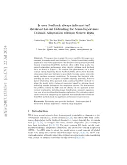Is user feedback always informative? Retrieval Latent Defending for
  Semi-Supervised Domain Adaptation without Source Data