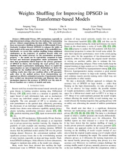 Weights Shuffling for Improving DPSGD in Transformer-based Models