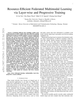 Resource-Efficient Federated Multimodal Learning via Layer-wise and
  Progressive Training