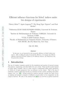 Efficient influence functions for Sobol' indices under two designs of
  experiments