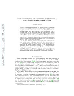 Fast computation of 2-isogenies in dimension 4 and cryptographic
  applications