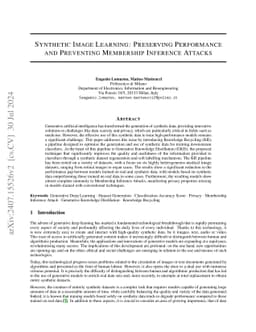 Synthetic Image Learning: Preserving Performance and Preventing
  Membership Inference Attacks