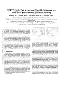 SETTP: Style Extraction and Tunable Inference via Dual-level
  Transferable Prompt Learning