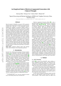 An Empirical Study of Retrieval Augmented Generation with
  Chain-of-Thought