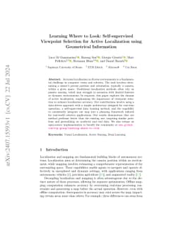 Learning Where to Look: Self-supervised Viewpoint Selection for Active
  Localization using Geometrical Information