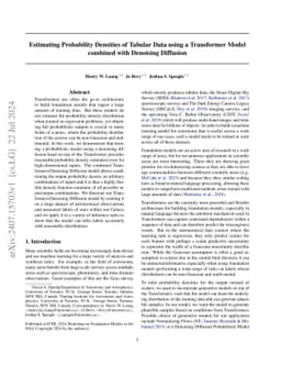 Estimating Probability Densities with Transformer and Denoising
  Diffusion