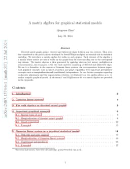A matrix algebra for graphical statistical models