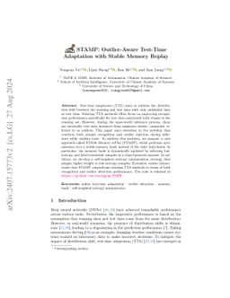 STAMP: Outlier-Aware Test-Time Adaptation with Stable Memory Replay