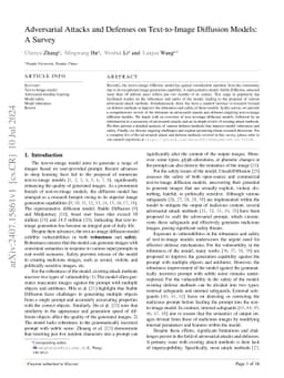 Adversarial Attacks and Defenses on Text-to-Image Diffusion Models: A
  Survey