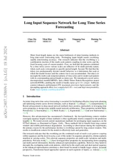 Long Input Sequence Network for Long Time Series Forecasting