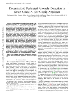 Decentralized Federated Anomaly Detection in Smart Grids: A P2P Gossip Approach