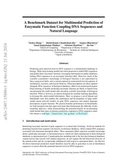 A Benchmark Dataset for Multimodal Prediction of Enzymatic Function
  Coupling DNA Sequences and Natural Language