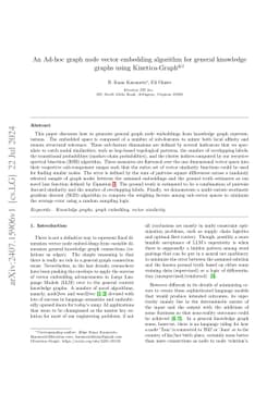 An Ad-hoc graph node vector embedding algorithm for general knowledge graphs using Kinetica-Graph
