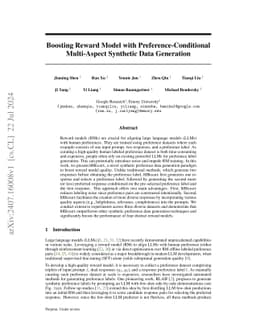 Boosting Reward Model with Preference-Conditional Multi-Aspect Synthetic Data Generation