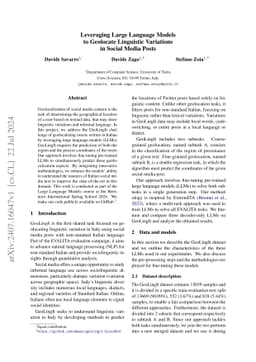 Leveraging Large Language Models to Geolocate Linguistic Variations in
  Social Media Posts