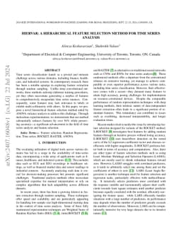 HIERVAR: A Hierarchical Feature Selection Method for Time Series
  Analysis