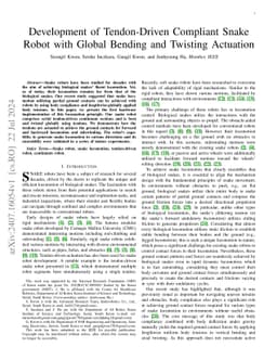 Development of Tendon-Driven Compliant Snake Robot with Global Bending
  and Twisting Actuation