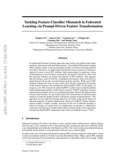 Tackling Feature-Classifier Mismatch in Federated Learning via
  Prompt-Driven Feature Transformation