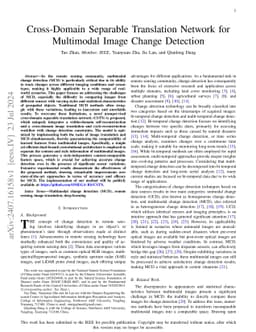 Cross-Domain Separable Translation Network for Multimodal Image Change
  Detection