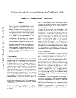 Automatic Environment Shaping is the Next Frontier in RL