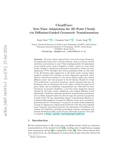 CloudFixer: Test-Time Adaptation for 3D Point Clouds via
  Diffusion-Guided Geometric Transformation
