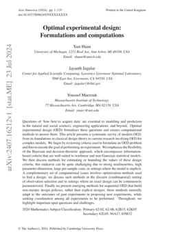 Optimal experimental design: Formulations and computations