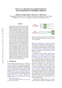 PreAlign: Boosting Cross-Lingual Transfer by Early Establishment of
  Multilingual Alignment