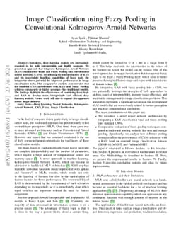 Image Classification using Fuzzy Pooling in Convolutional
  Kolmogorov-Arnold Networks