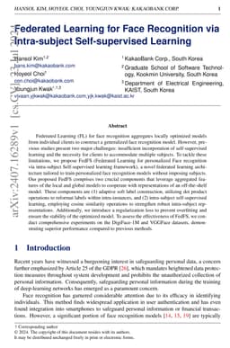Federated Learning for Face Recognition via Intra-subject
  Self-supervised Learning