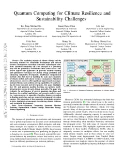 Quantum Computing for Climate Resilience and Sustainability Challenges