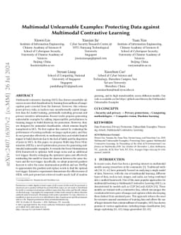 Multimodal Unlearnable Examples: Protecting Data against Multimodal
  Contrastive Learning