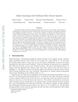 Online Learning with Sublinear Best-Action Queries