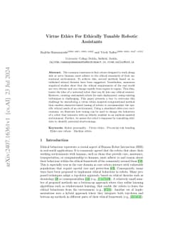 Virtue Ethics For Ethically Tunable Robotic Assistants