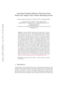 Learning Unsigned Distance Functions from Multi-view Images with Volume
  Rendering Priors