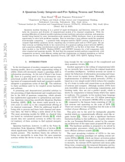 A Quantum Leaky Integrate-and-Fire Spiking Neuron and Network