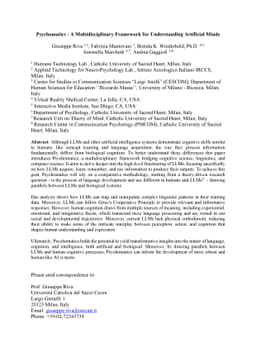 Psychomatics -- A Multidisciplinary Framework for Understanding
  Artificial Minds