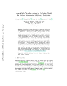 MonoWAD: Weather-Adaptive Diffusion Model for Robust Monocular 3D Object
  Detection