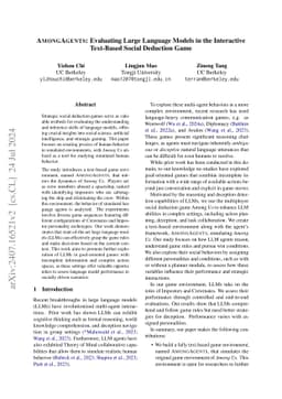AMONGAGENTS: Evaluating Large Language Models in the Interactive
  Text-Based Social Deduction Game