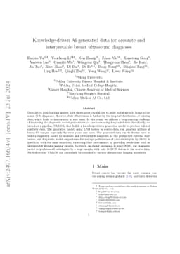 Knowledge-driven AI-generated data for accurate and interpretable breast
  ultrasound diagnoses